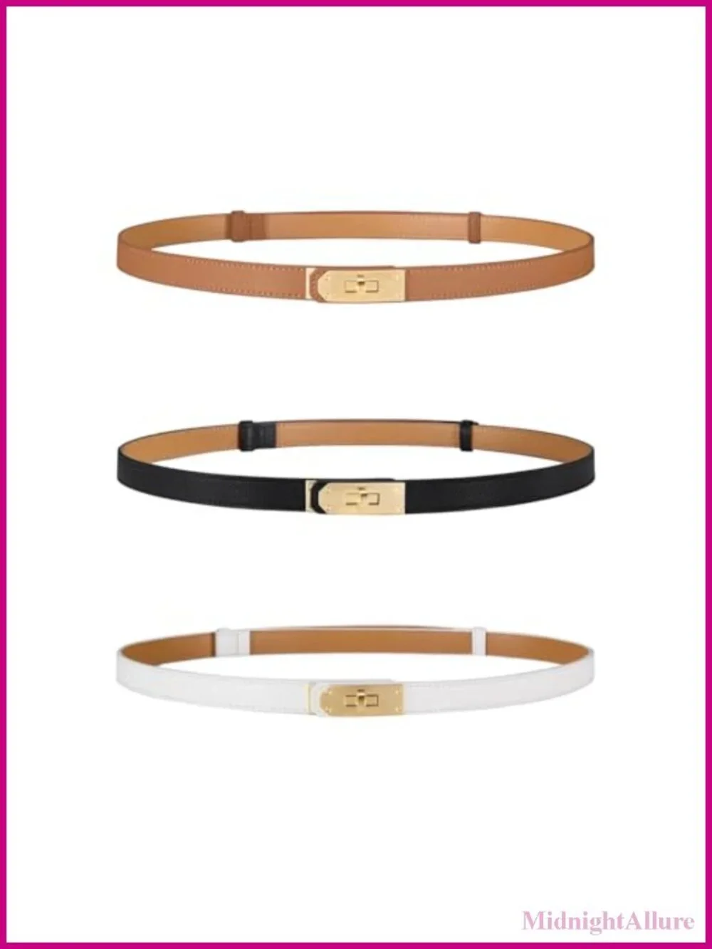 Women's Skinny Leather Belt Thin Adjustable Waist Belt for Dresses Jeans